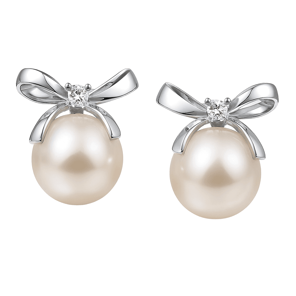 Golden Ribbon Pearl Drops Earring