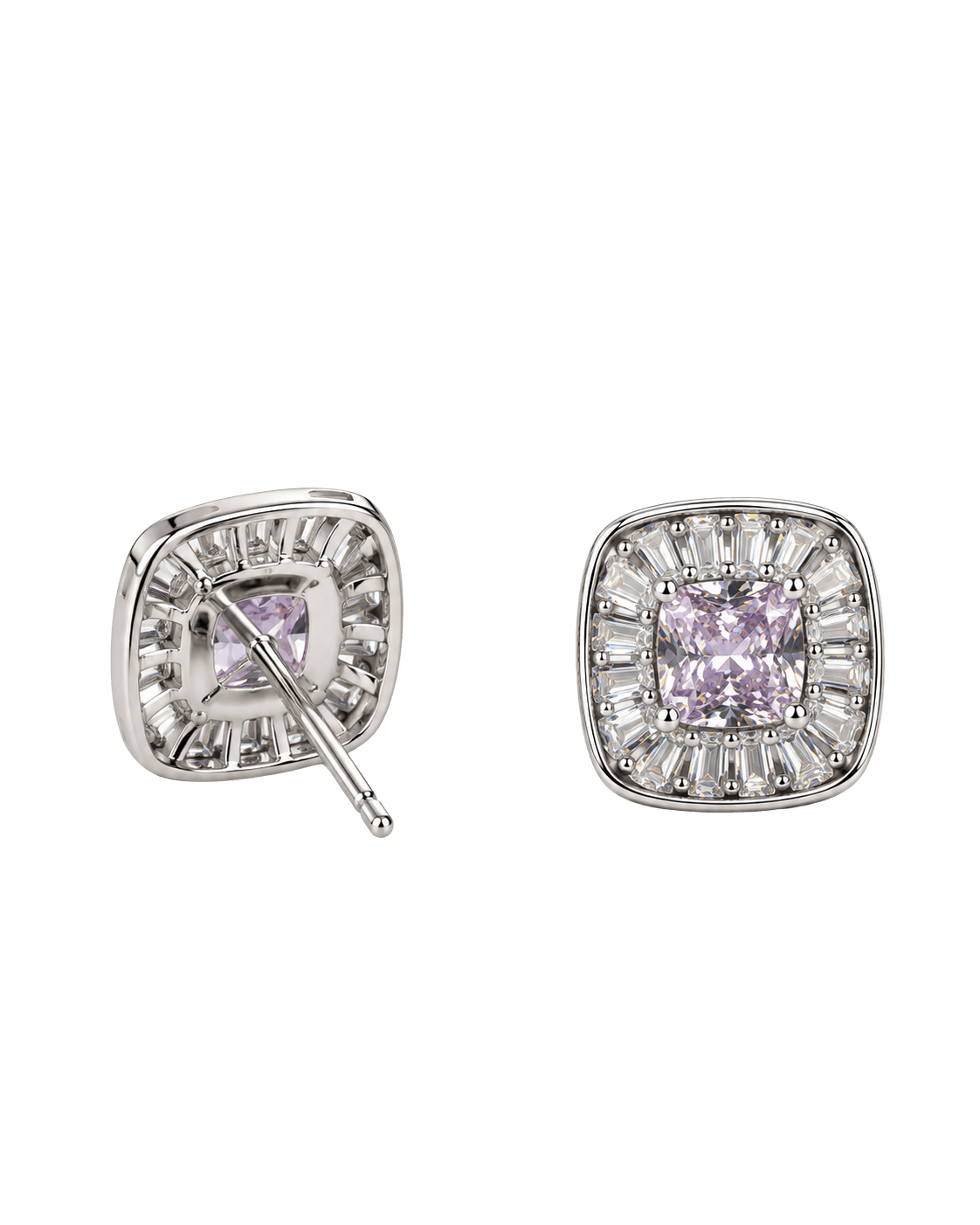 Lavender Gemstone Ballerina Halo Stud Earrings alternate view