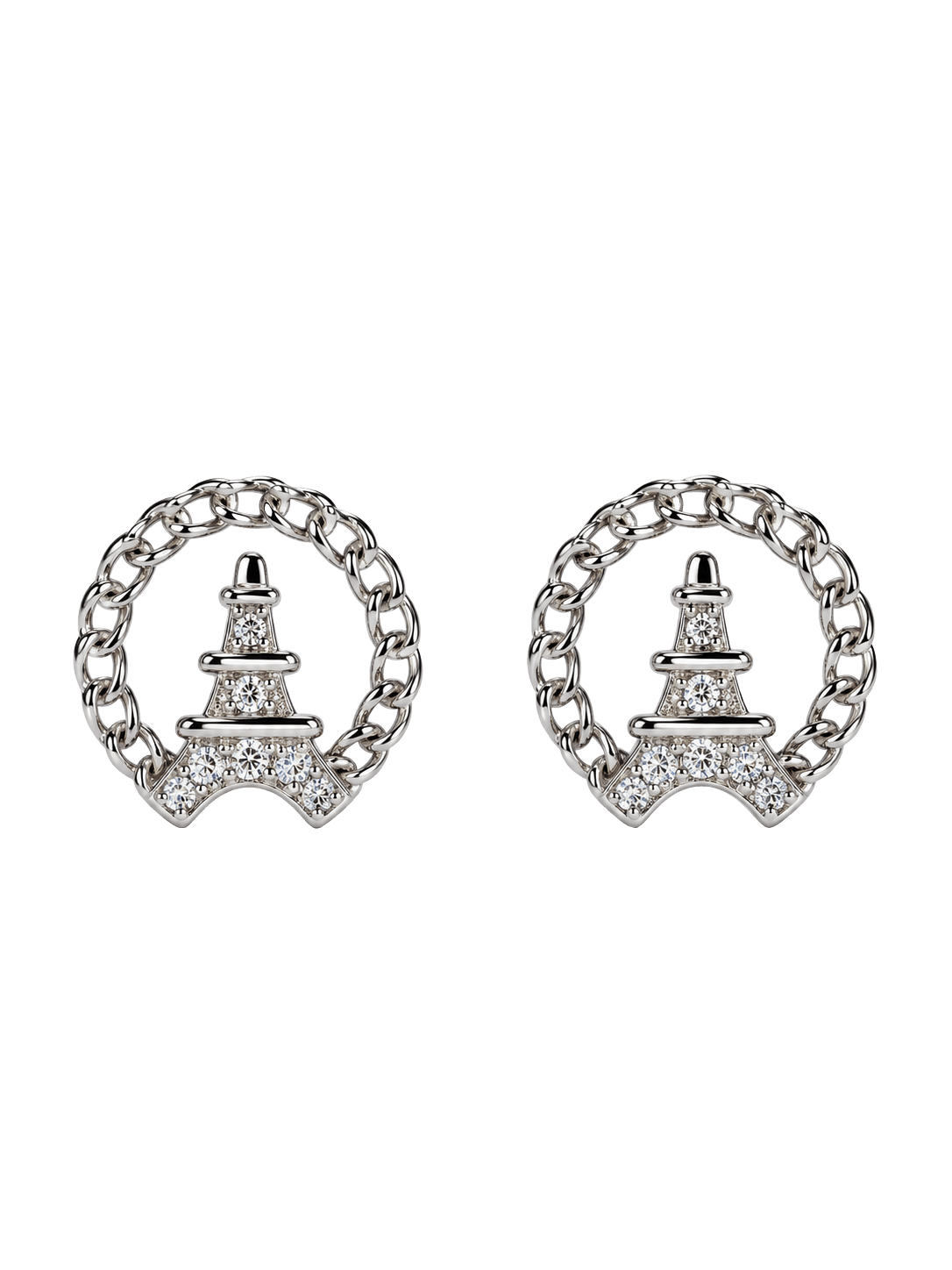 Parisian Eiffel Tower Silver Stud Earrings view 1