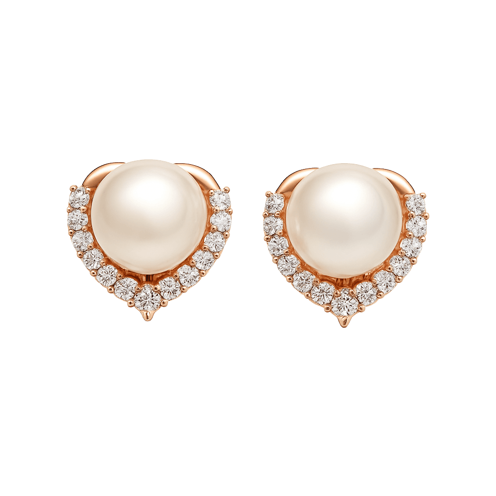 Romantic Heart-Shaped Pearl Studs