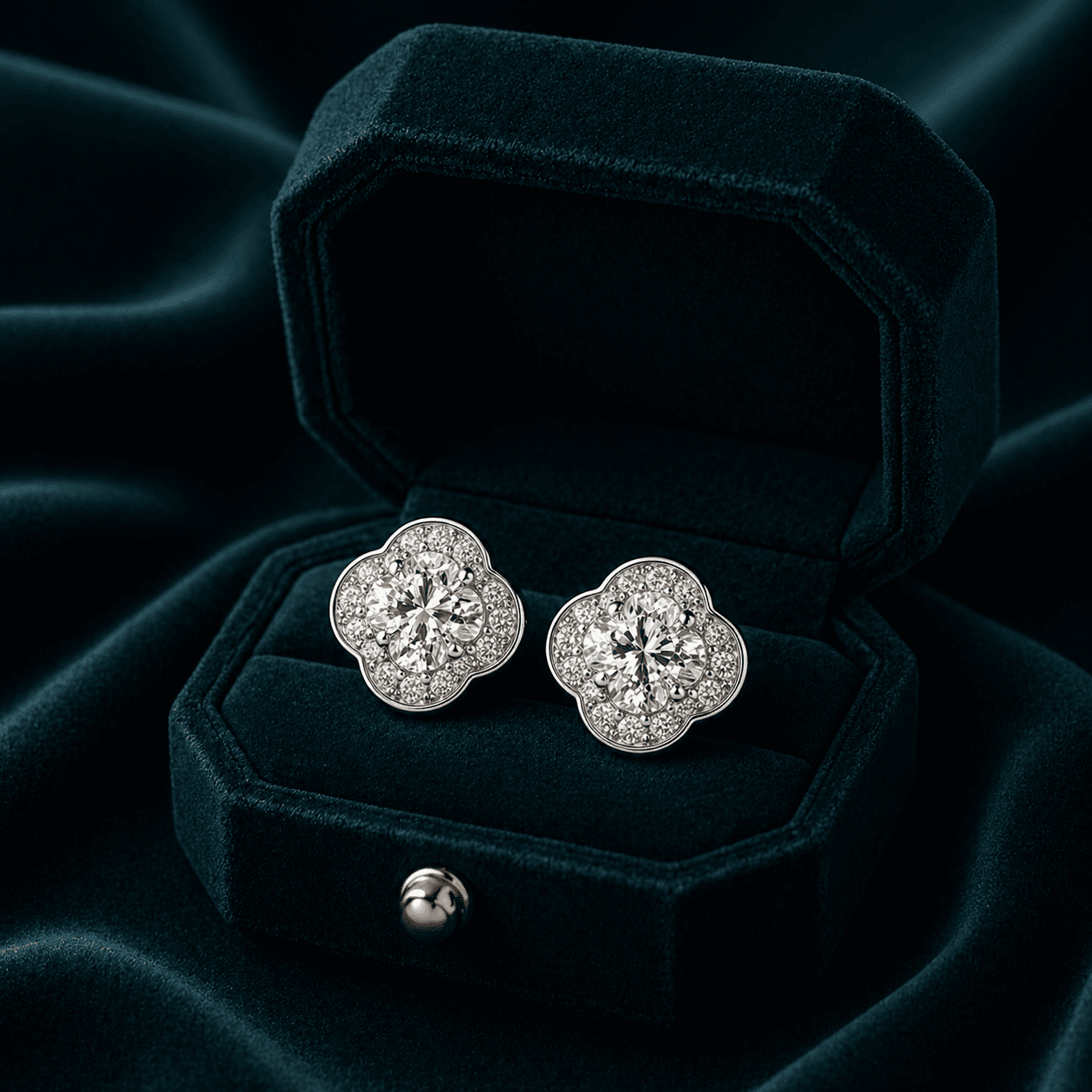 Royal Quilt-Pattern Square Studs