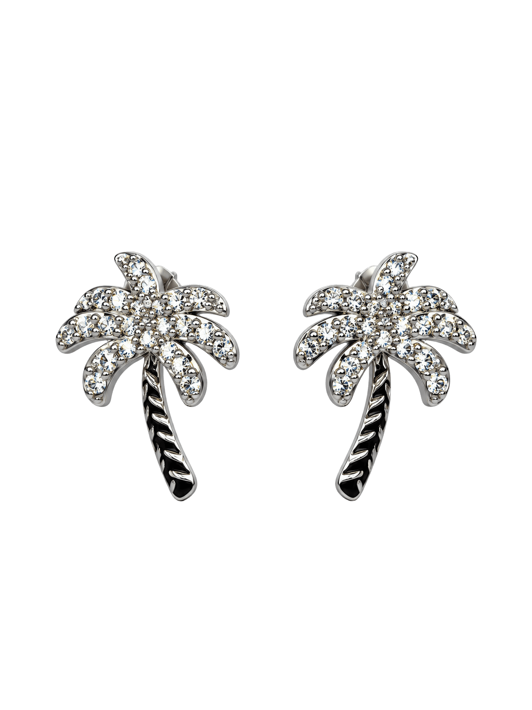 Sparkling Coconut Tree Silver Stud Earrings view 1