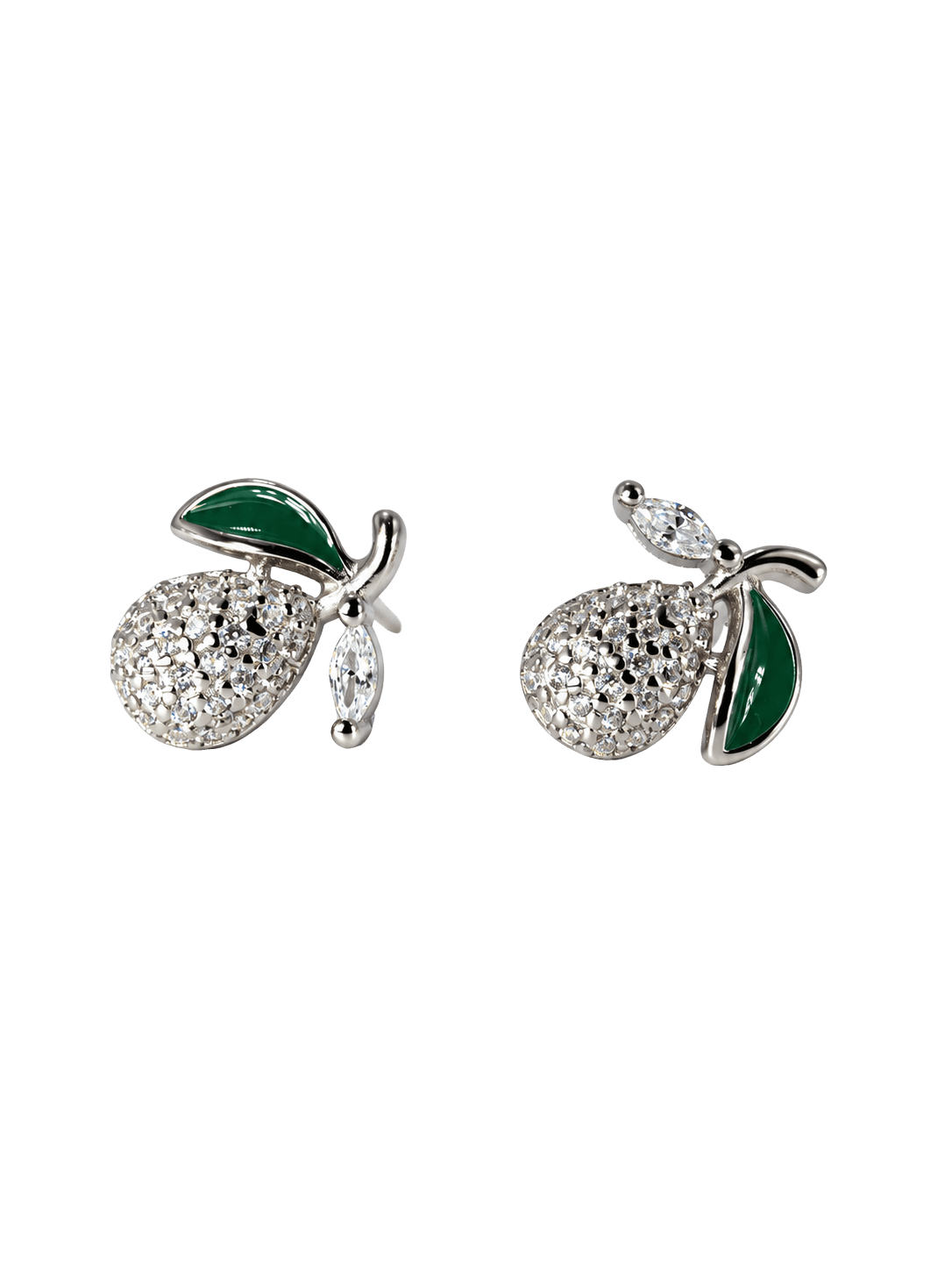 Sparkling Crystal Cherry Silver Stud Earrings view 1
