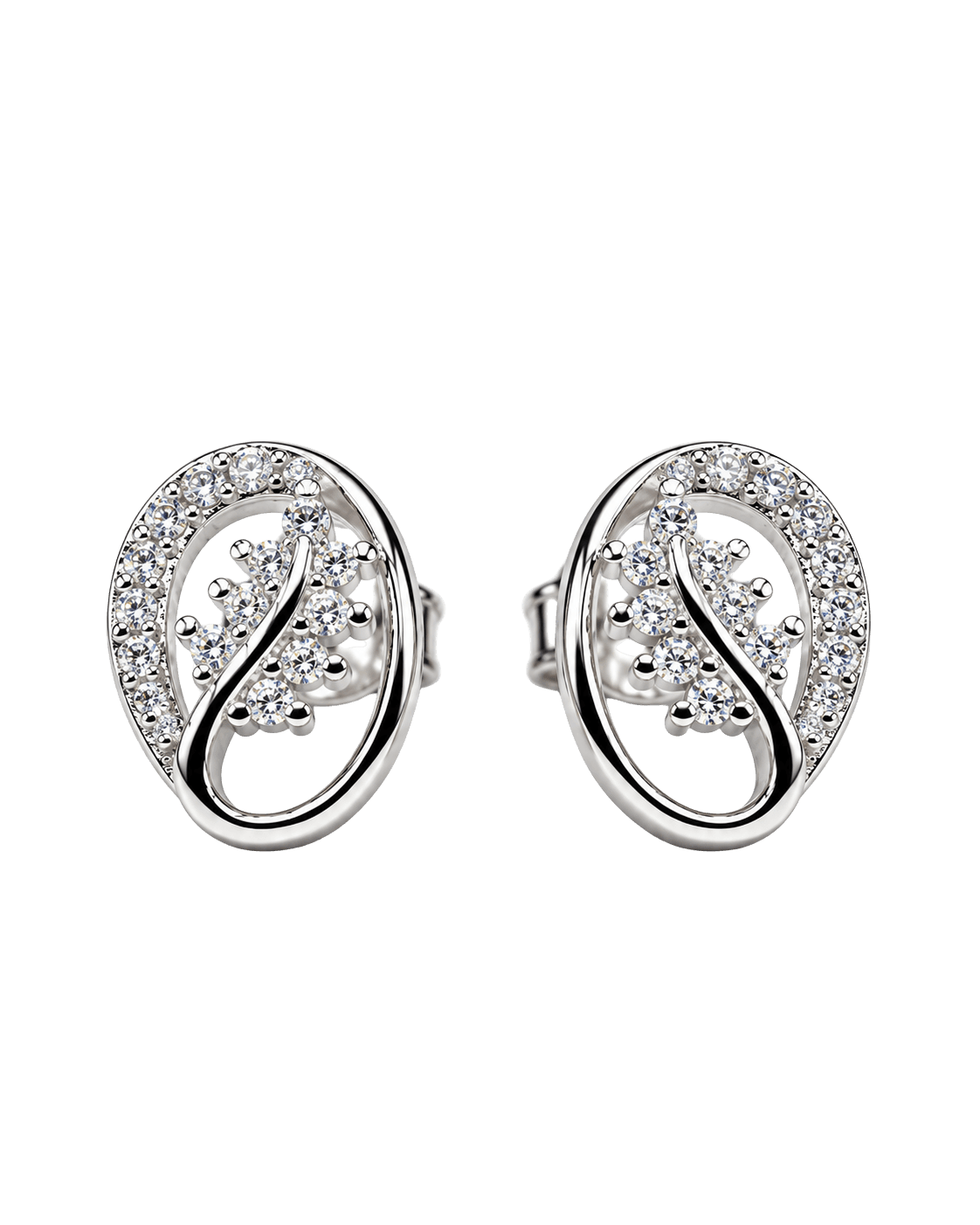 Sparkling Infinity Swirl Silver Stud Earrings view 1