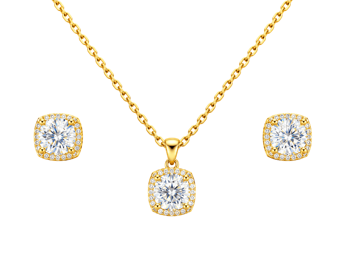 Aurelia Crystal Studded Gold Pendant Set view 1