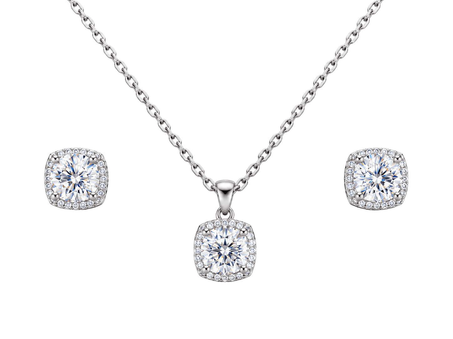 Aurelia Crystal Studded silver Pendant Set view 1