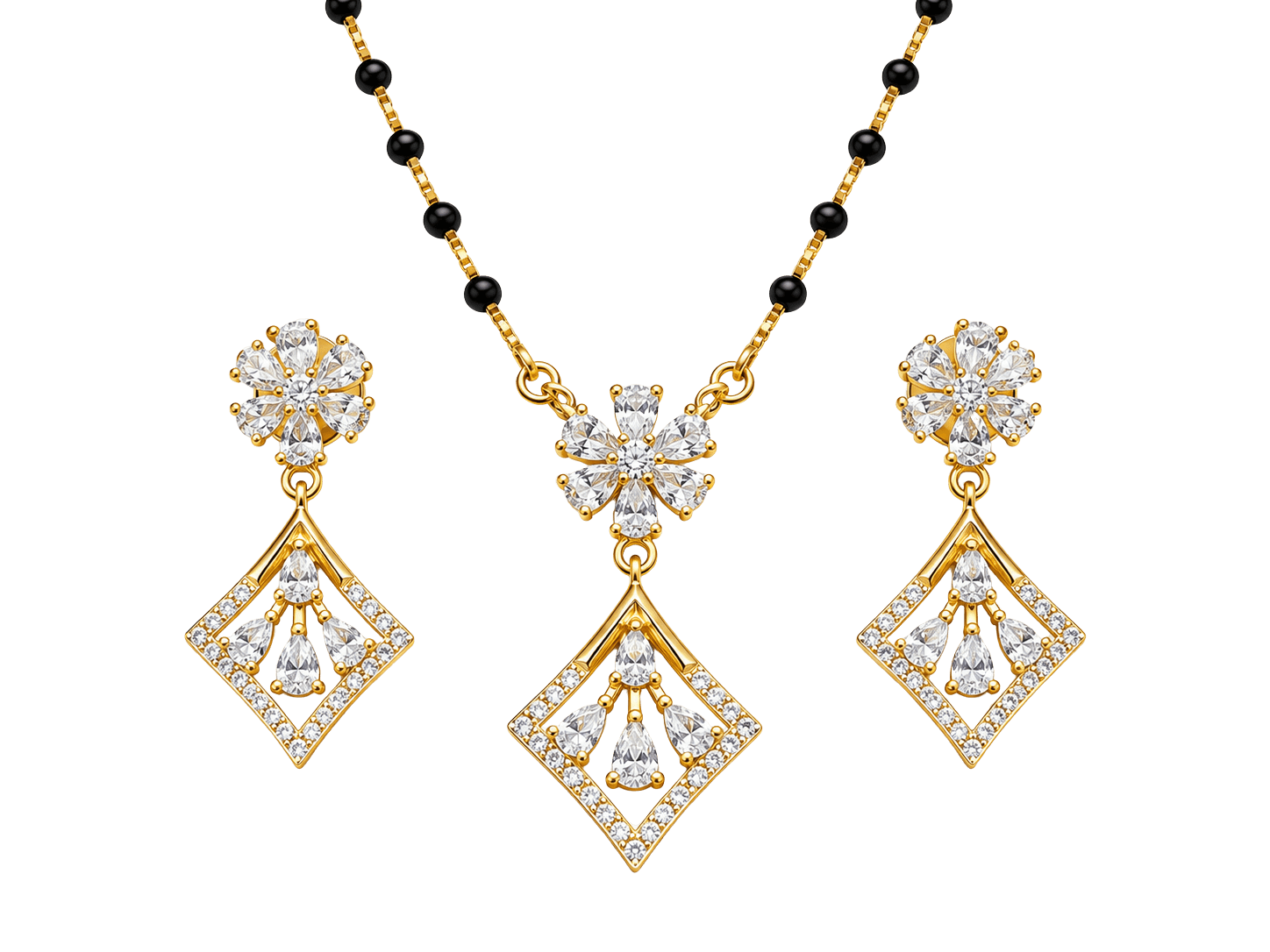 Eternal Spark Floral Gold Geometric Mangalsutra view 1