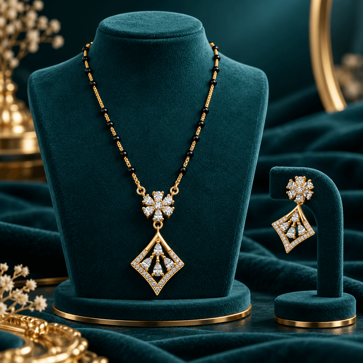 Eternal Spark Floral Gold Geometric Mangalsutra alternate view