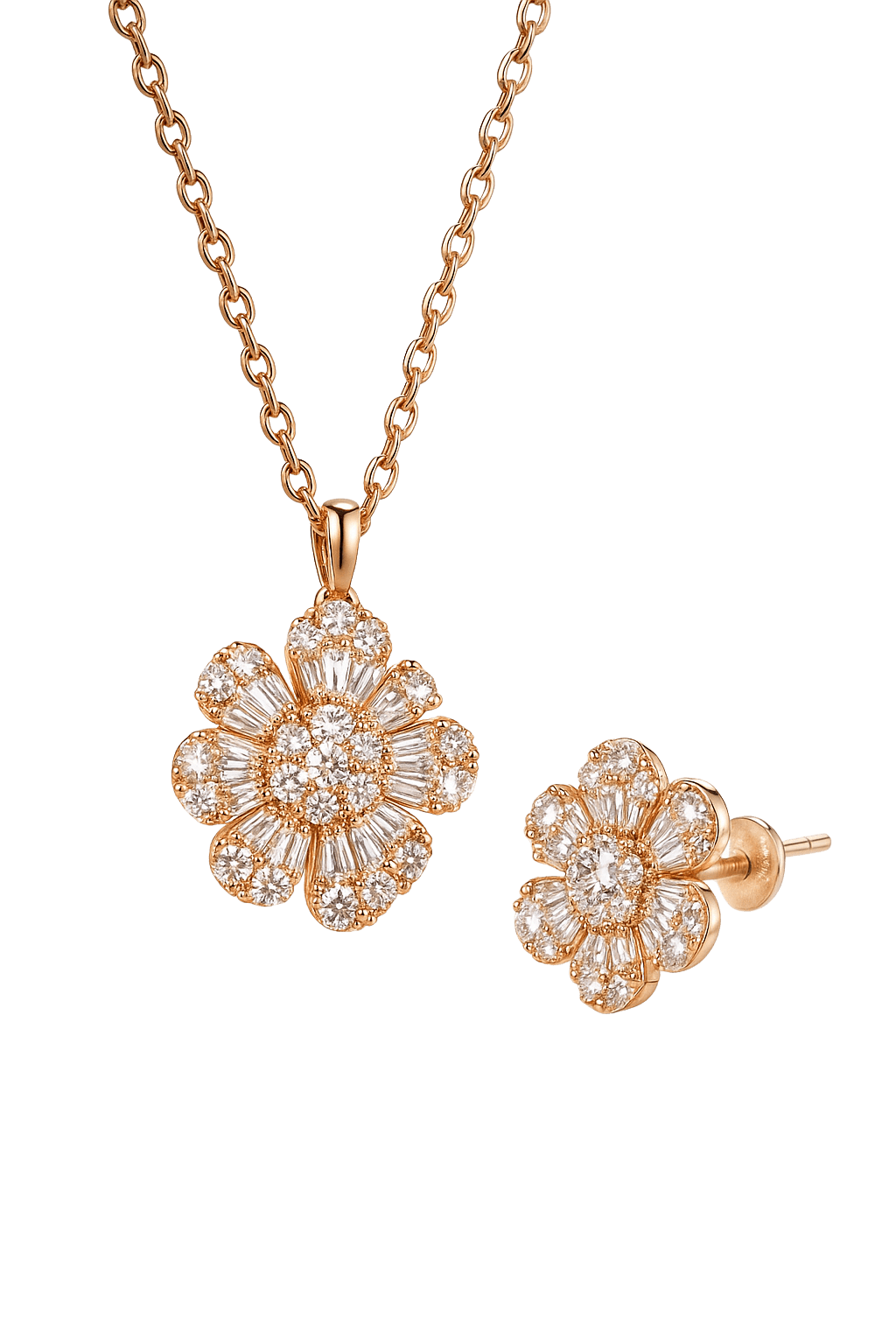 Floral Cascading Rose Gold Ornament Set alternate view
