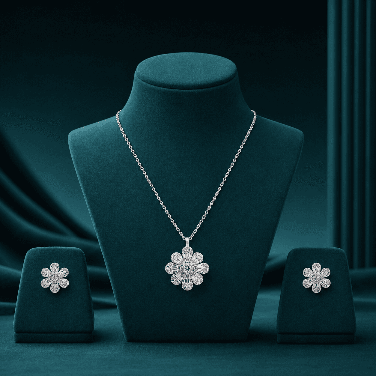 Floral Cascading Silver Ornament Set alternate view