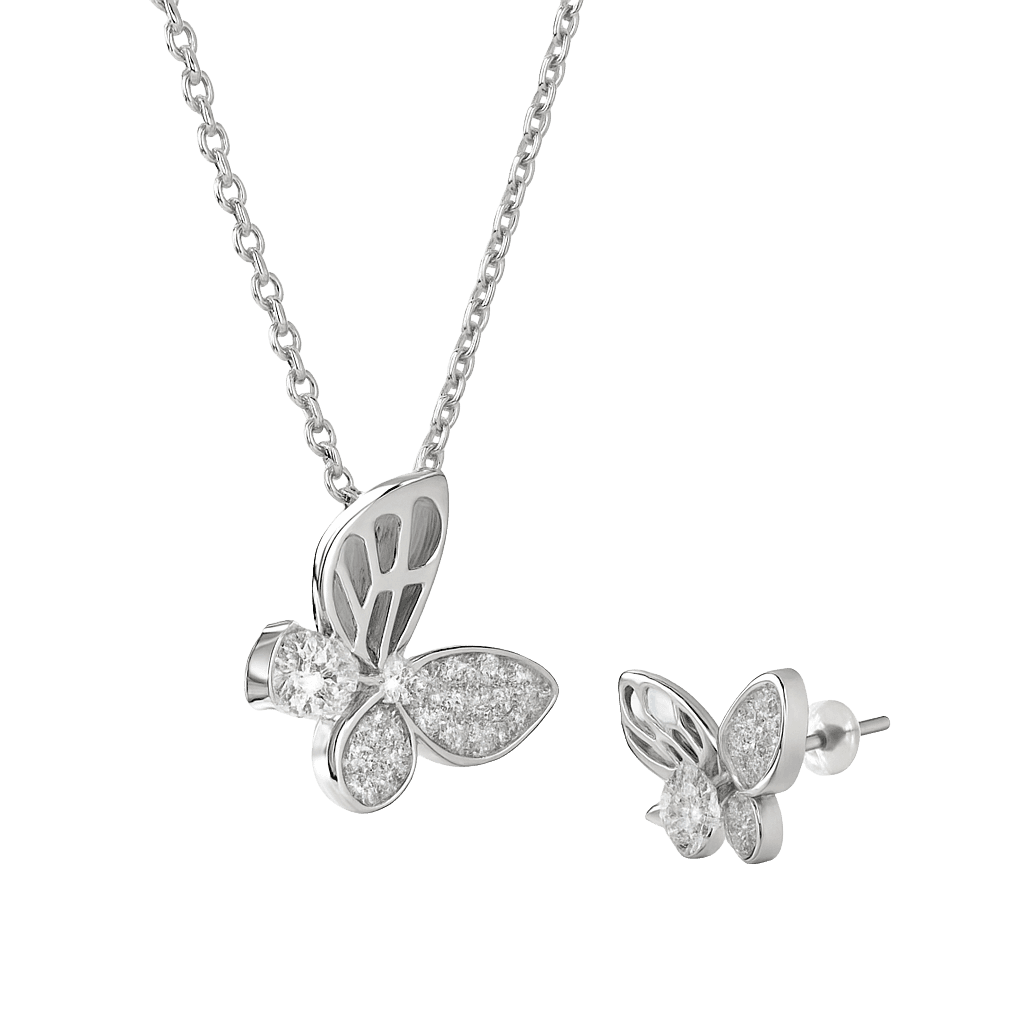 Fluttering Butterfly Silver Finish Set alternate view