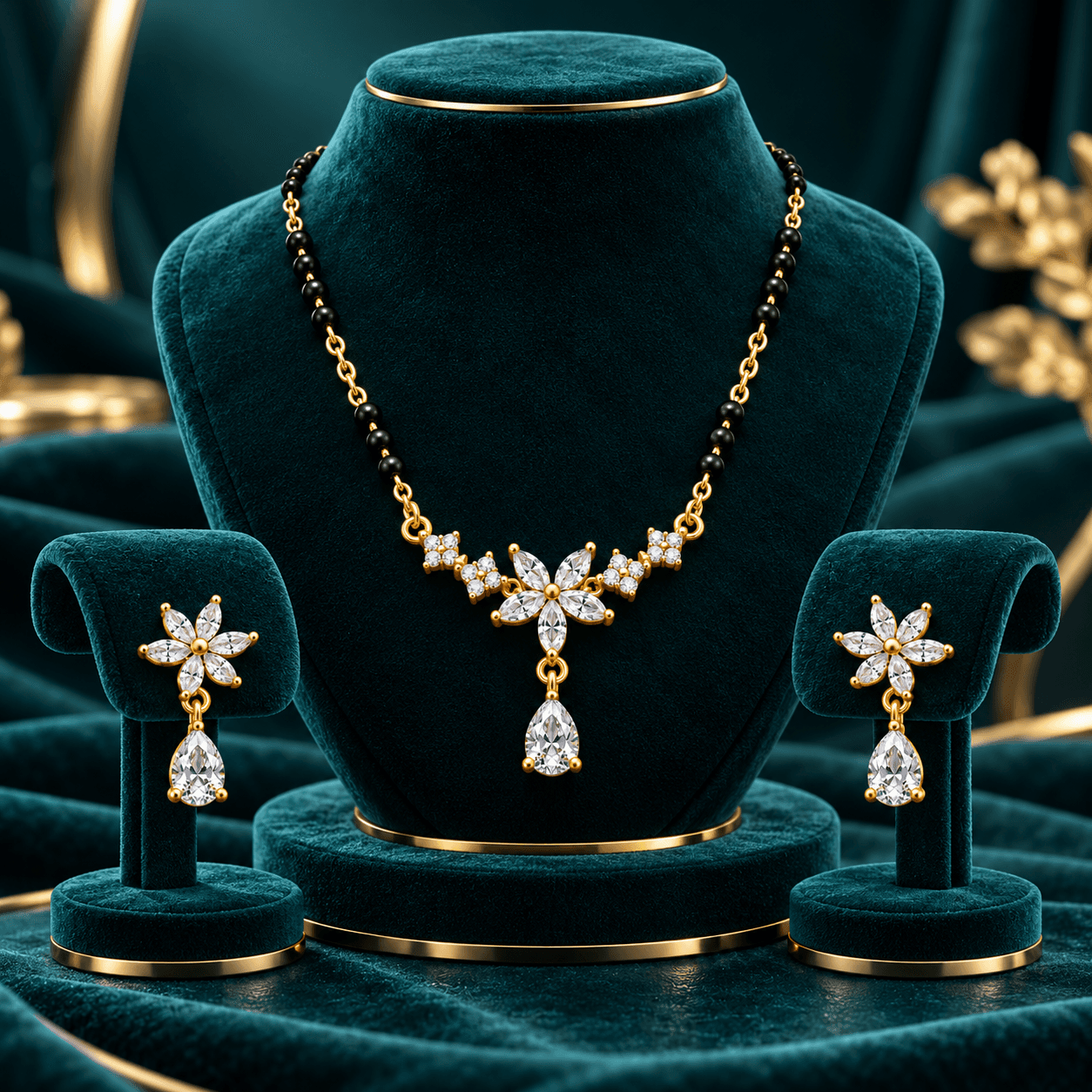 Forever Bloom Floral Drop Gold Mangalsutra alternate view