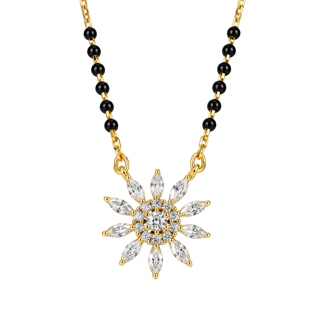 Golden Sunshine Crystal Sunflower Mangalsutra view 1