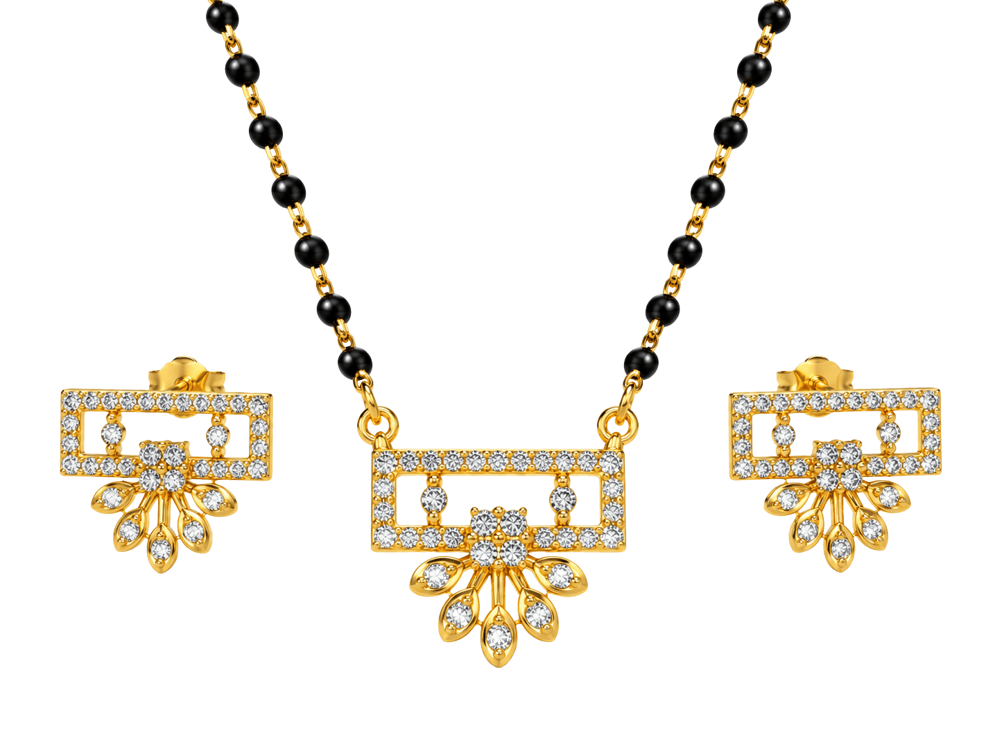 Love in Frames Geometric Crystal Golden Mangalsutra view 1