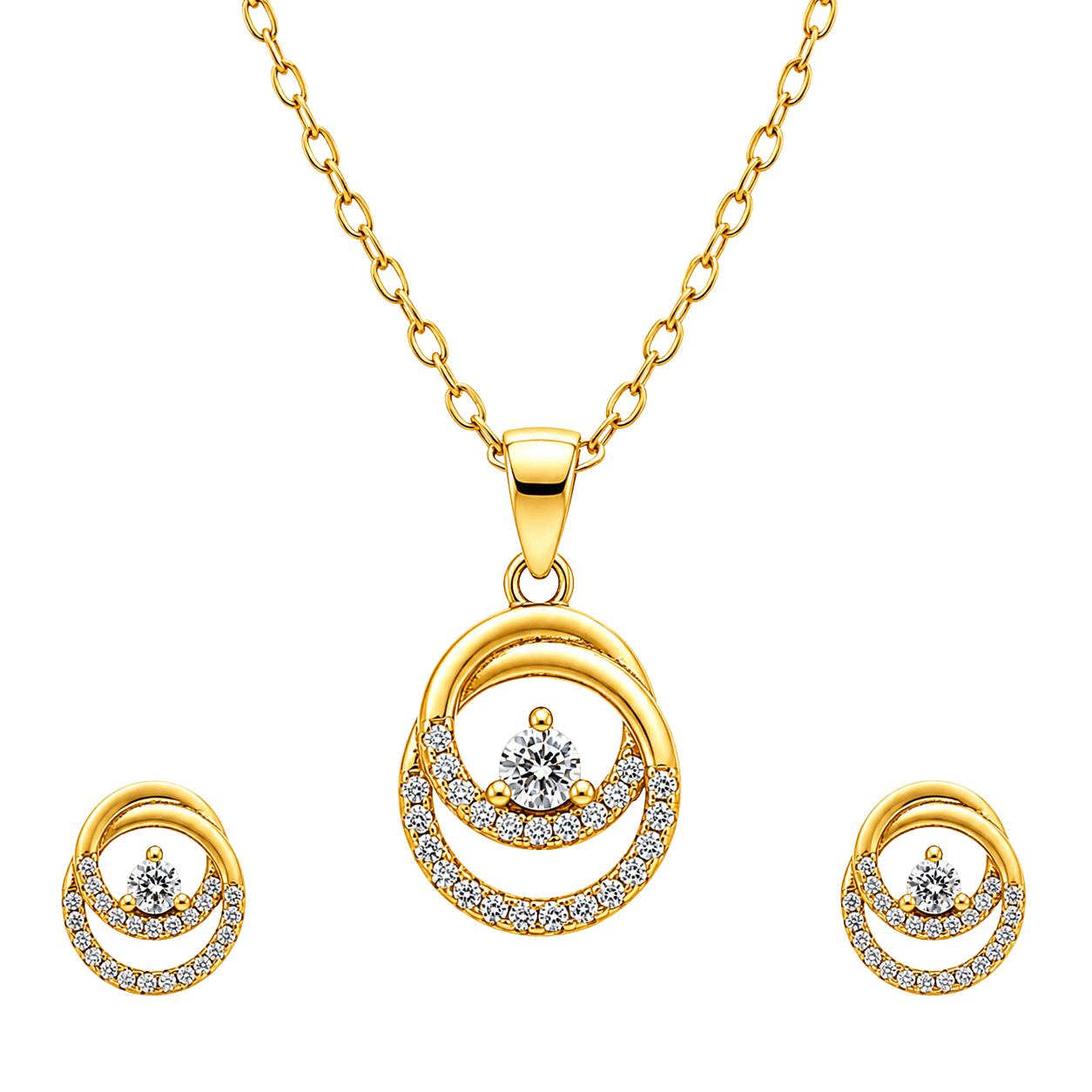 Modern Oval Link Eternity Jewelry Set view 1