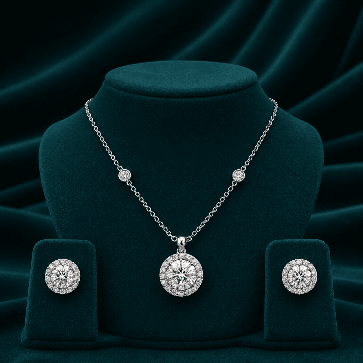 Pear-Cut Solitaire Bridal Necklace Set alternate view