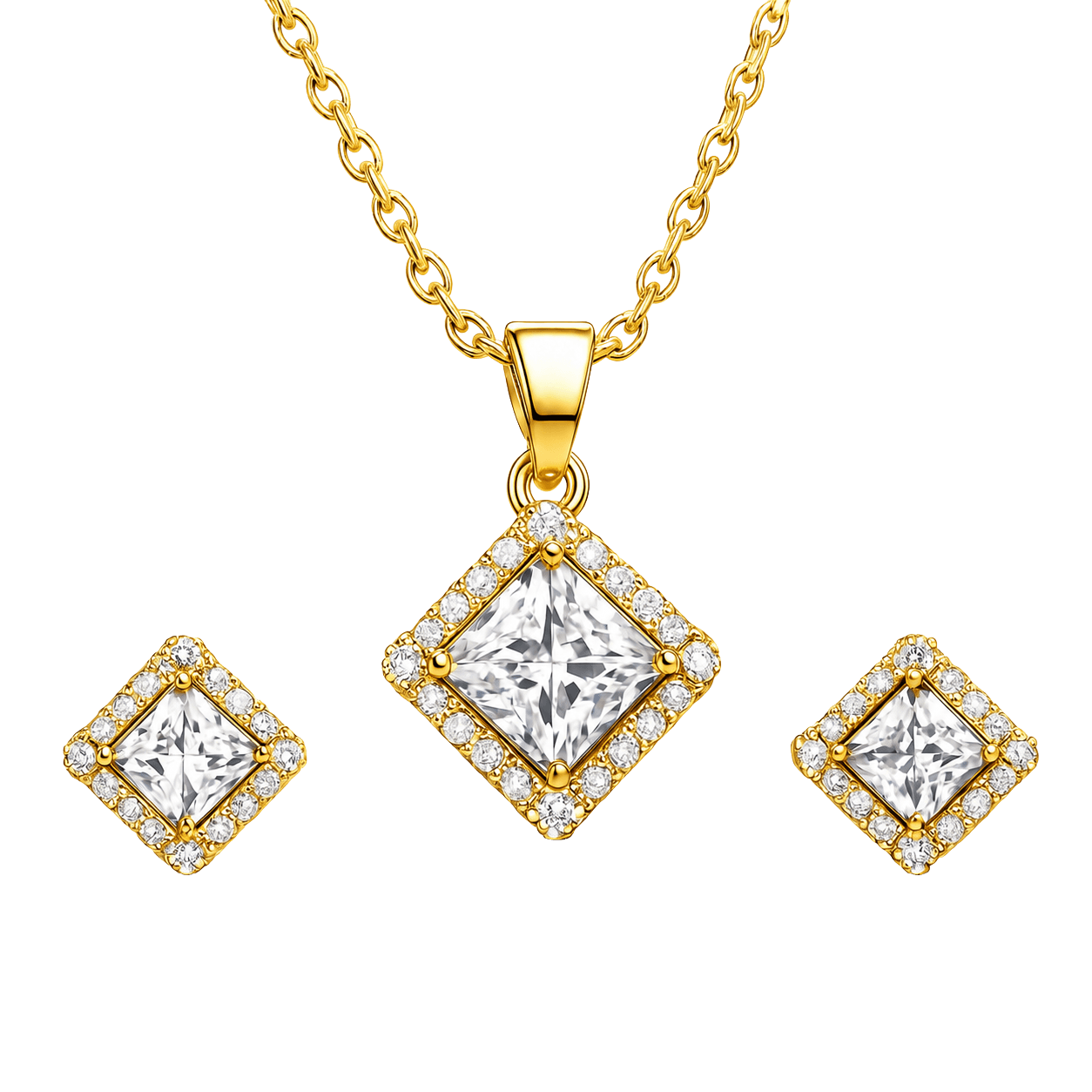 Royal Square Filigree Statement Gold Set view 1
