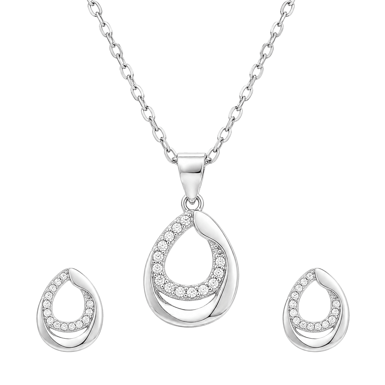 Silver Dew Drop Pendant Set view 1