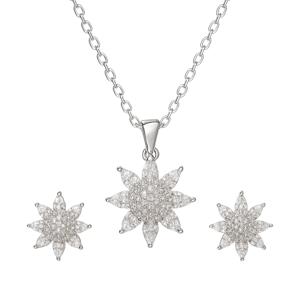 Stellar Silver Starburst Pendant Set view 1