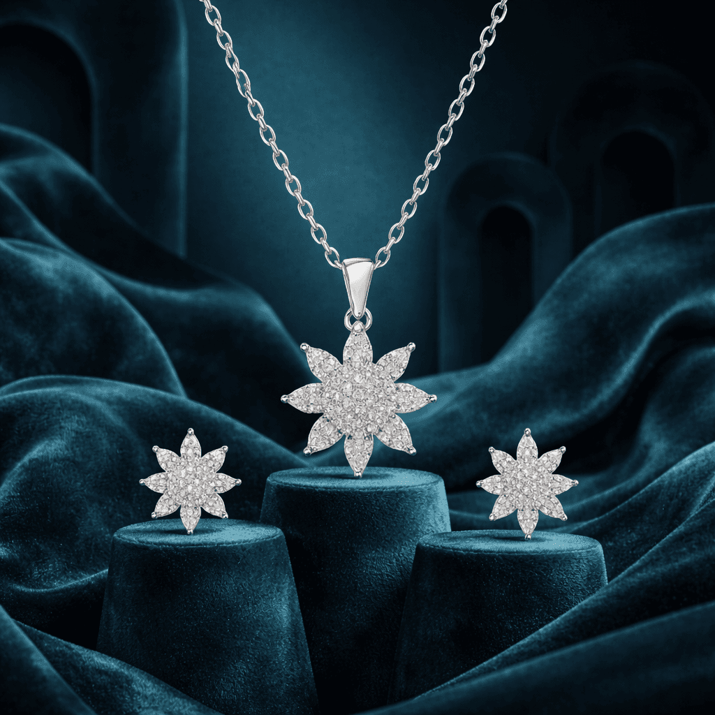 Stellar Silver Starburst Pendant Set alternate view
