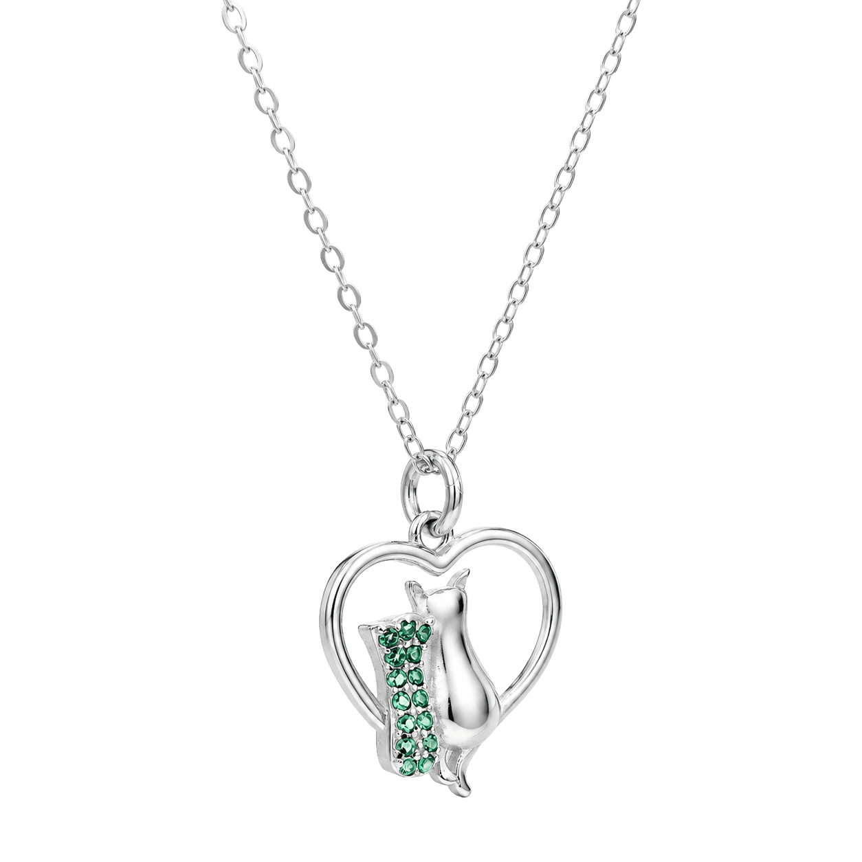 Cat Couple Heart Chain Pendant