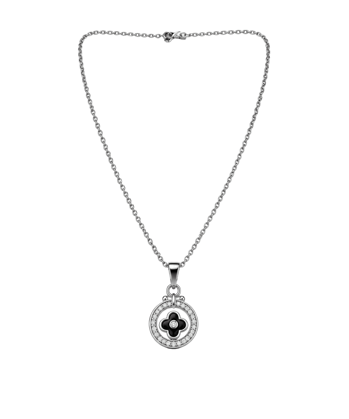 Circular Clover Silver Chain Pendant view 1
