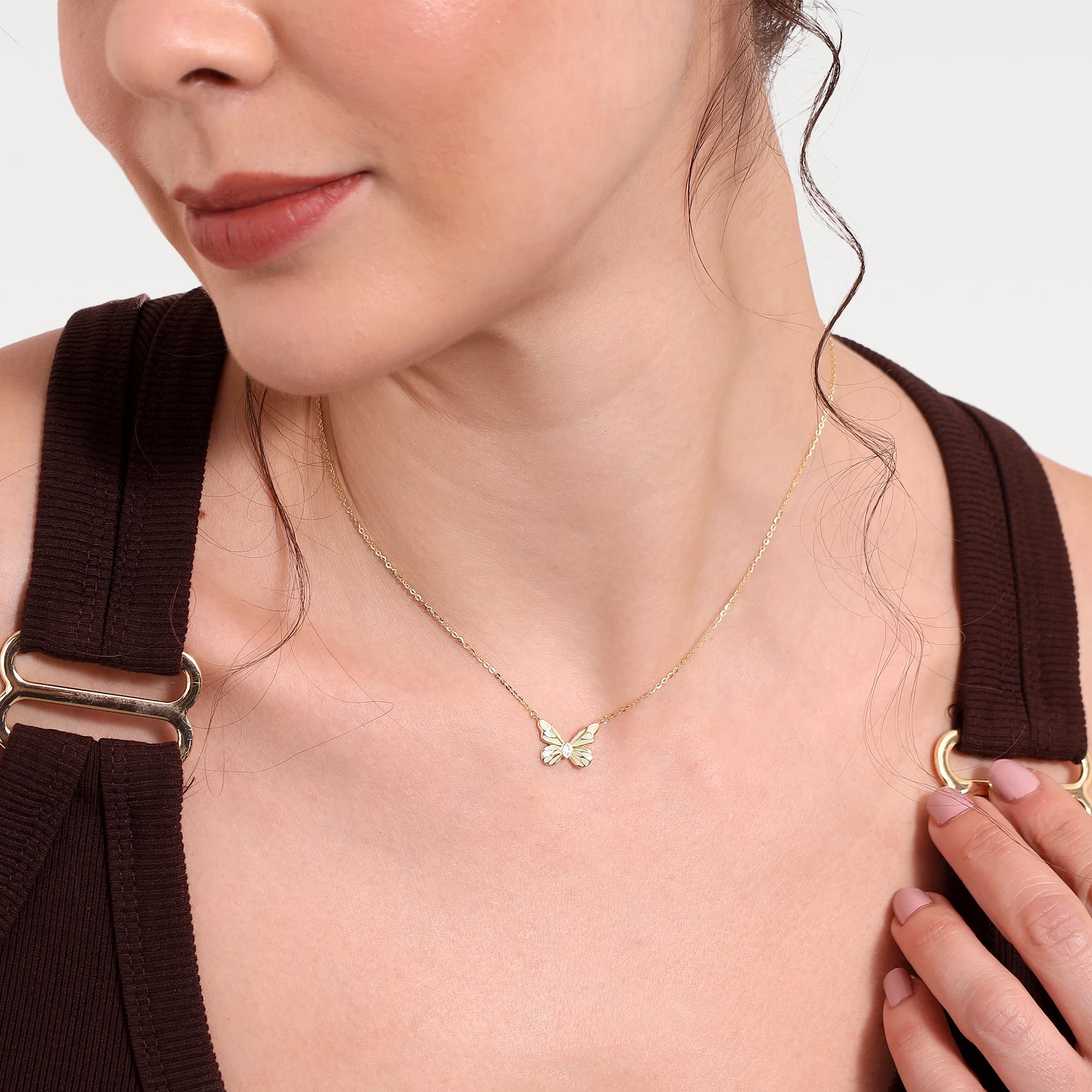 Dainty Gold Butterfly Pendant Necklace