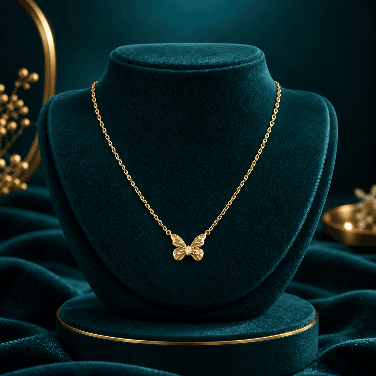 Dainty Gold Butterfly Pendant Necklace alternate view