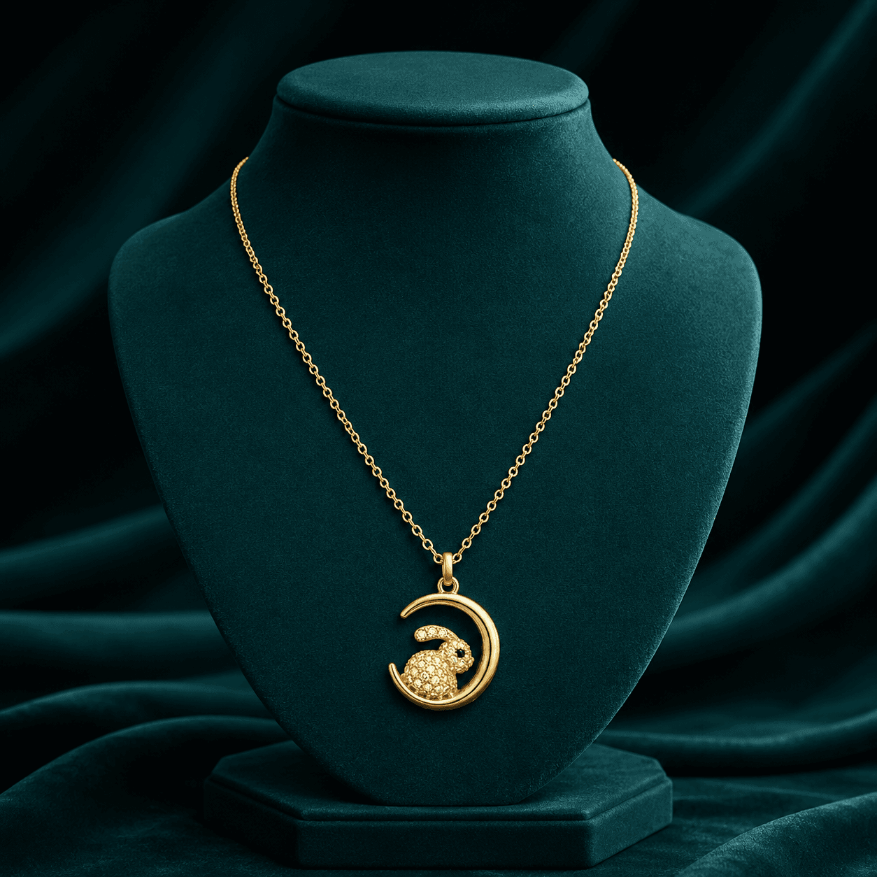 Dreamy Moon & Rabbit Chain Pendant