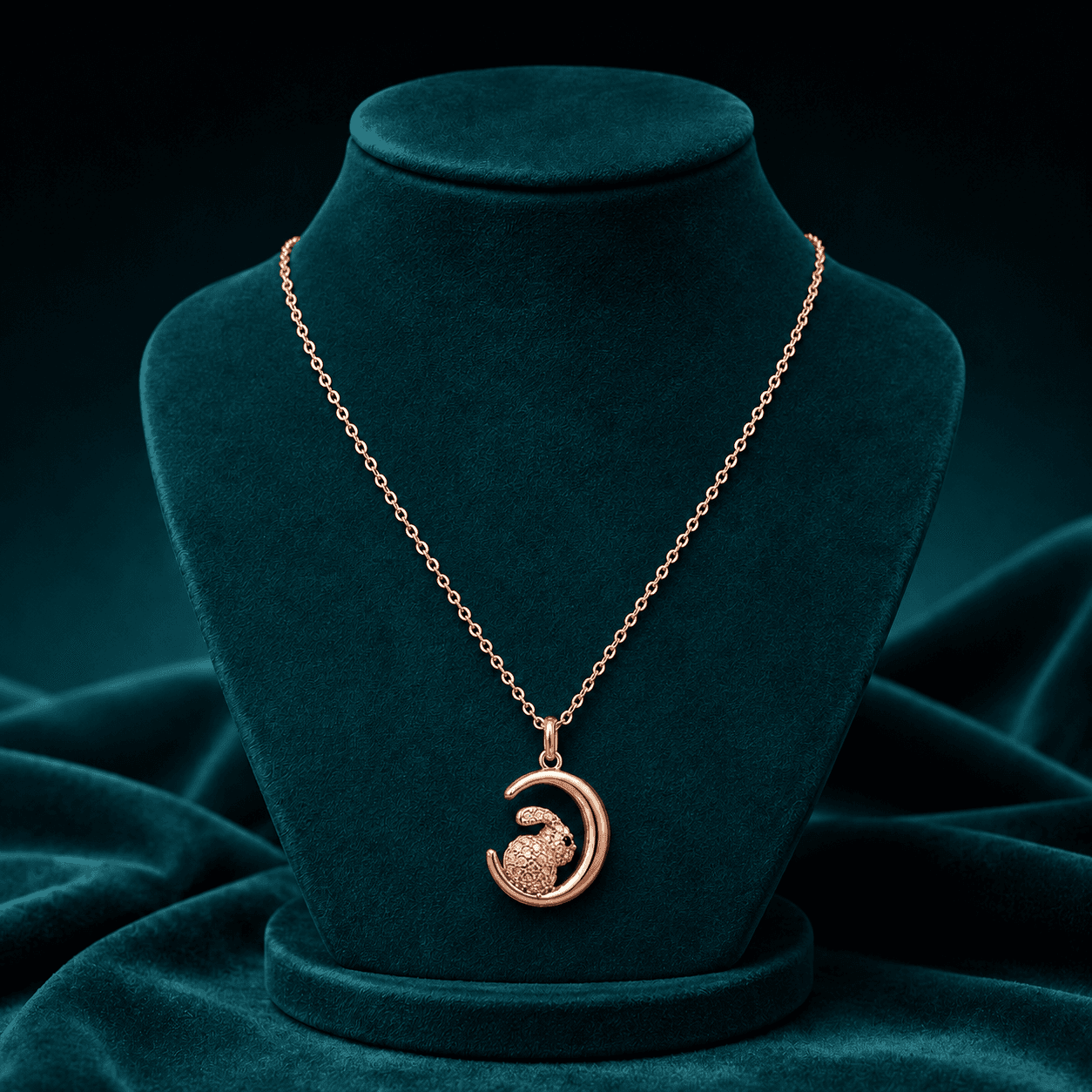Dreamy Moon & Rabbit Chain Pendant
