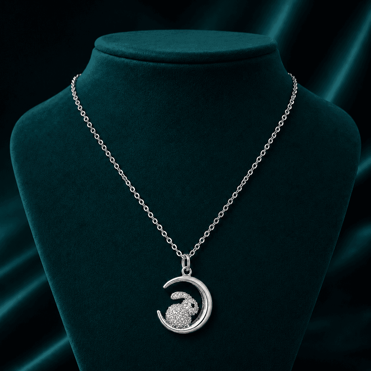 Dreamy Moon & Rabbit Chain Pendant
