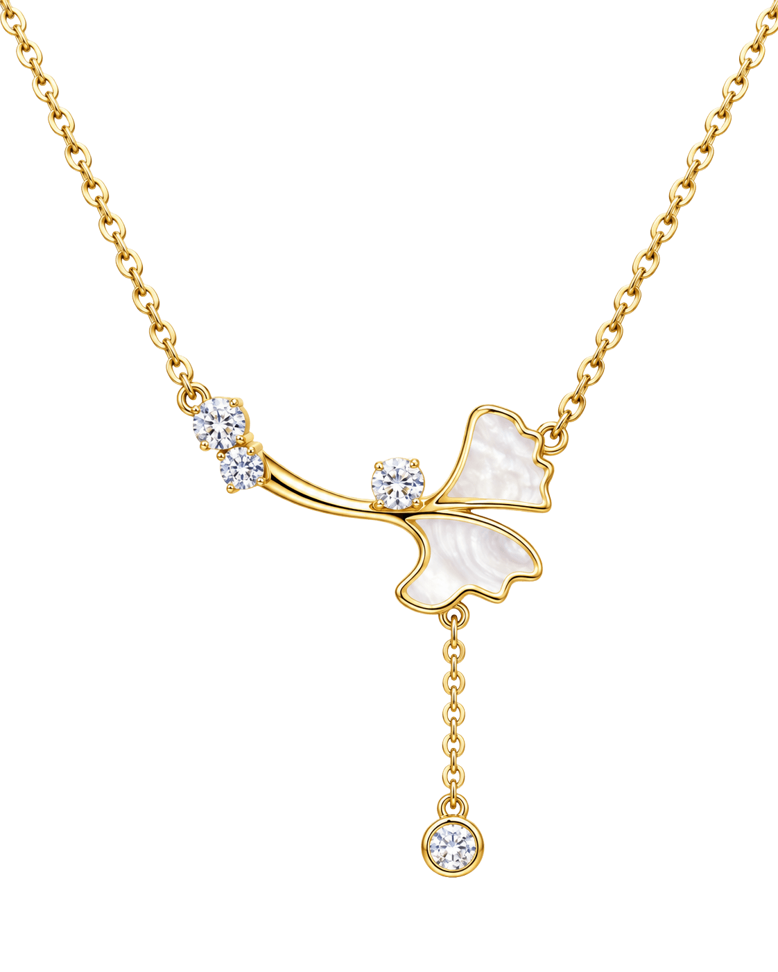 Pearl Floral Drop Gold Plated Chain Pendant view 1