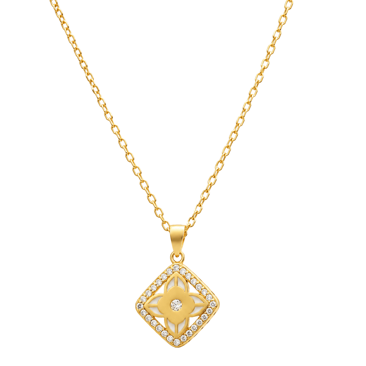 Square Floral Chain Pendant view 1
