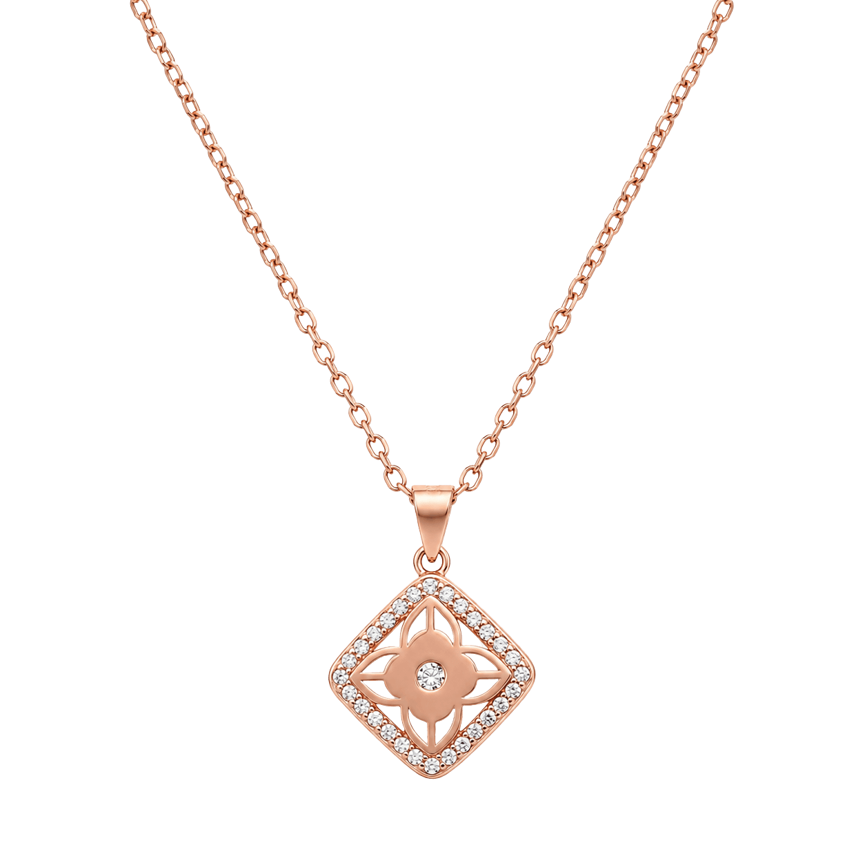 Square Floral Chain Pendant view 1