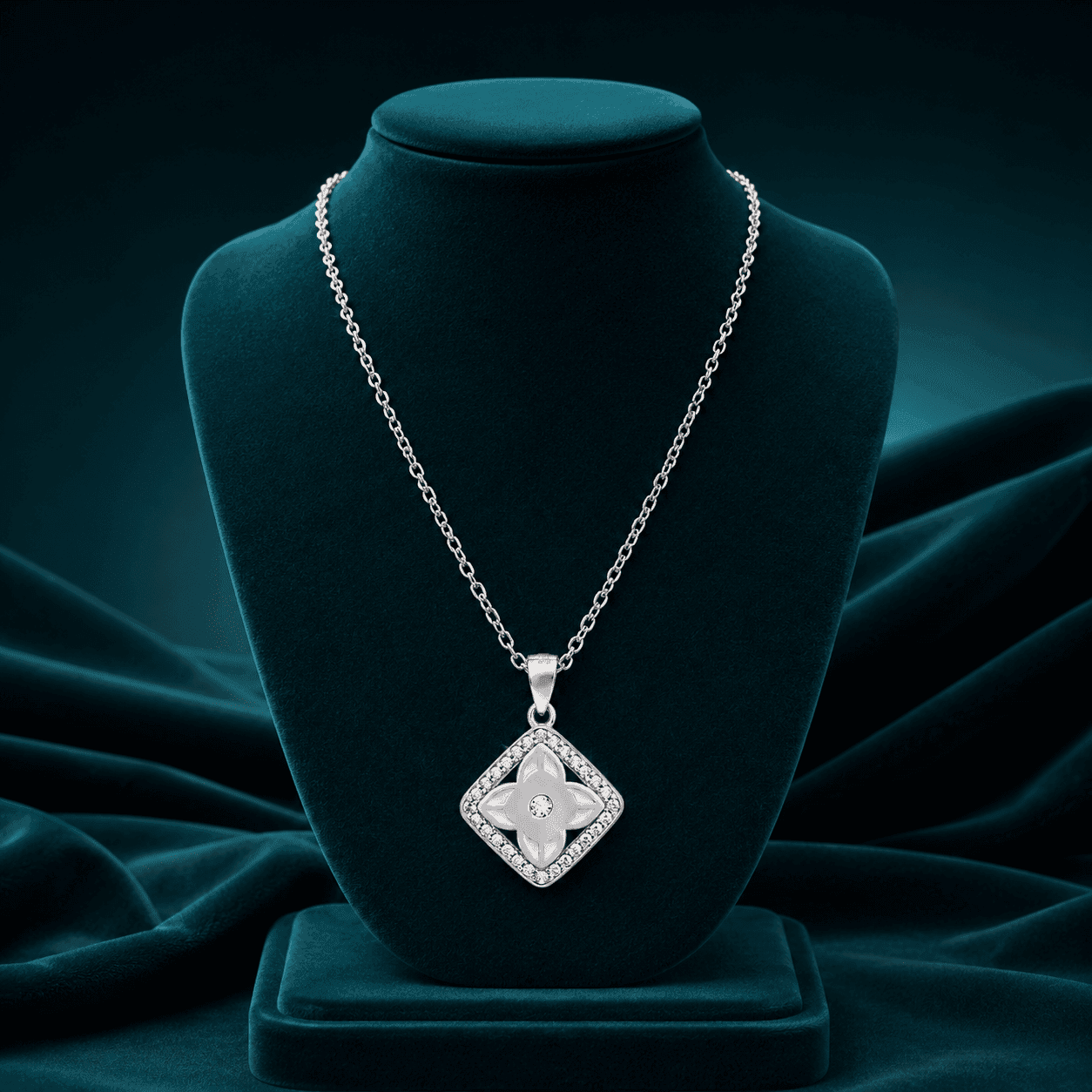 Square Floral Chain Pendant