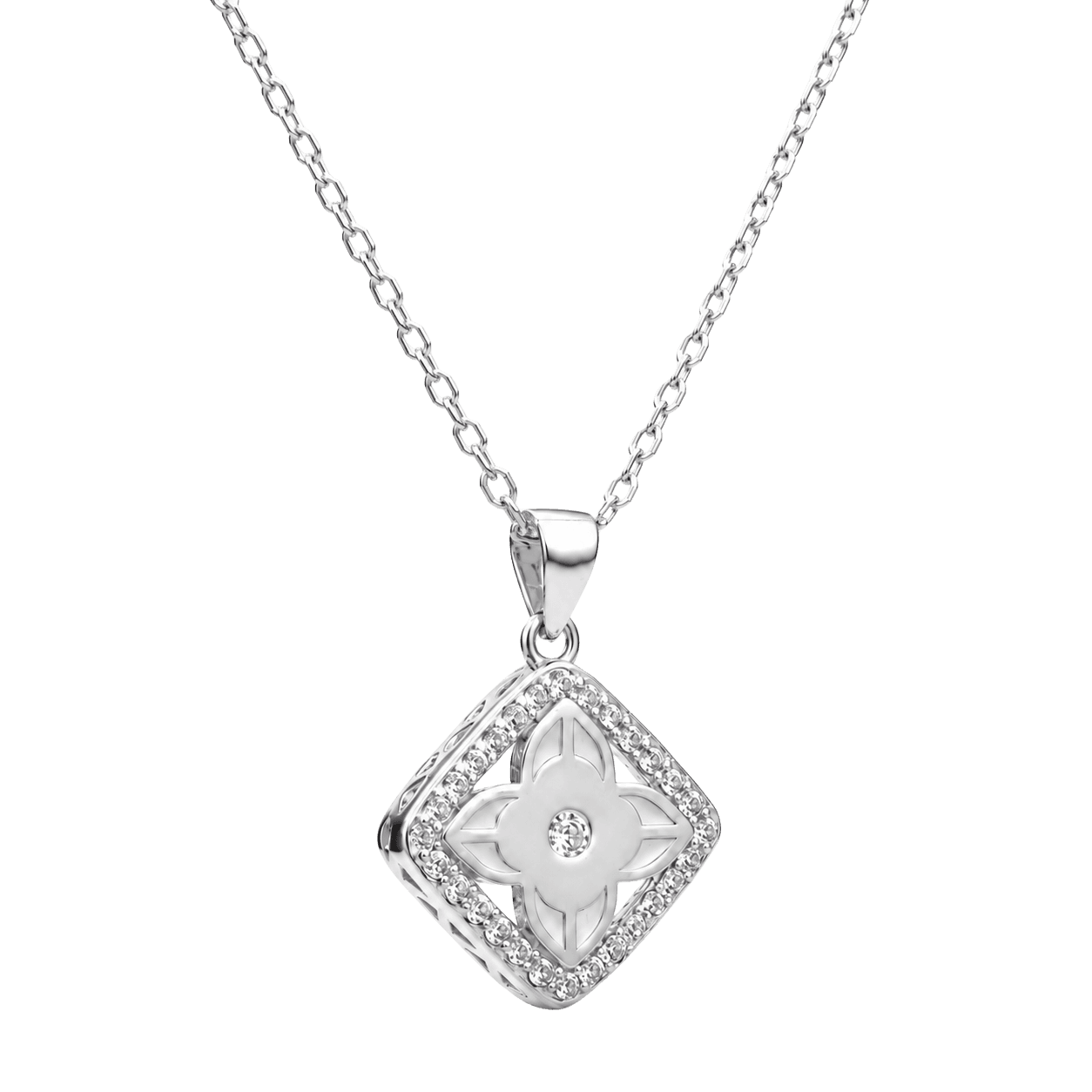 Square Floral Chain Pendant