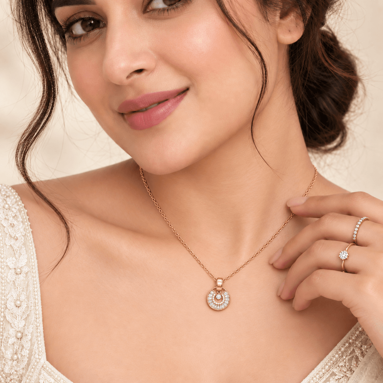 The Eclipse Solitaire Drop Chain Pendant