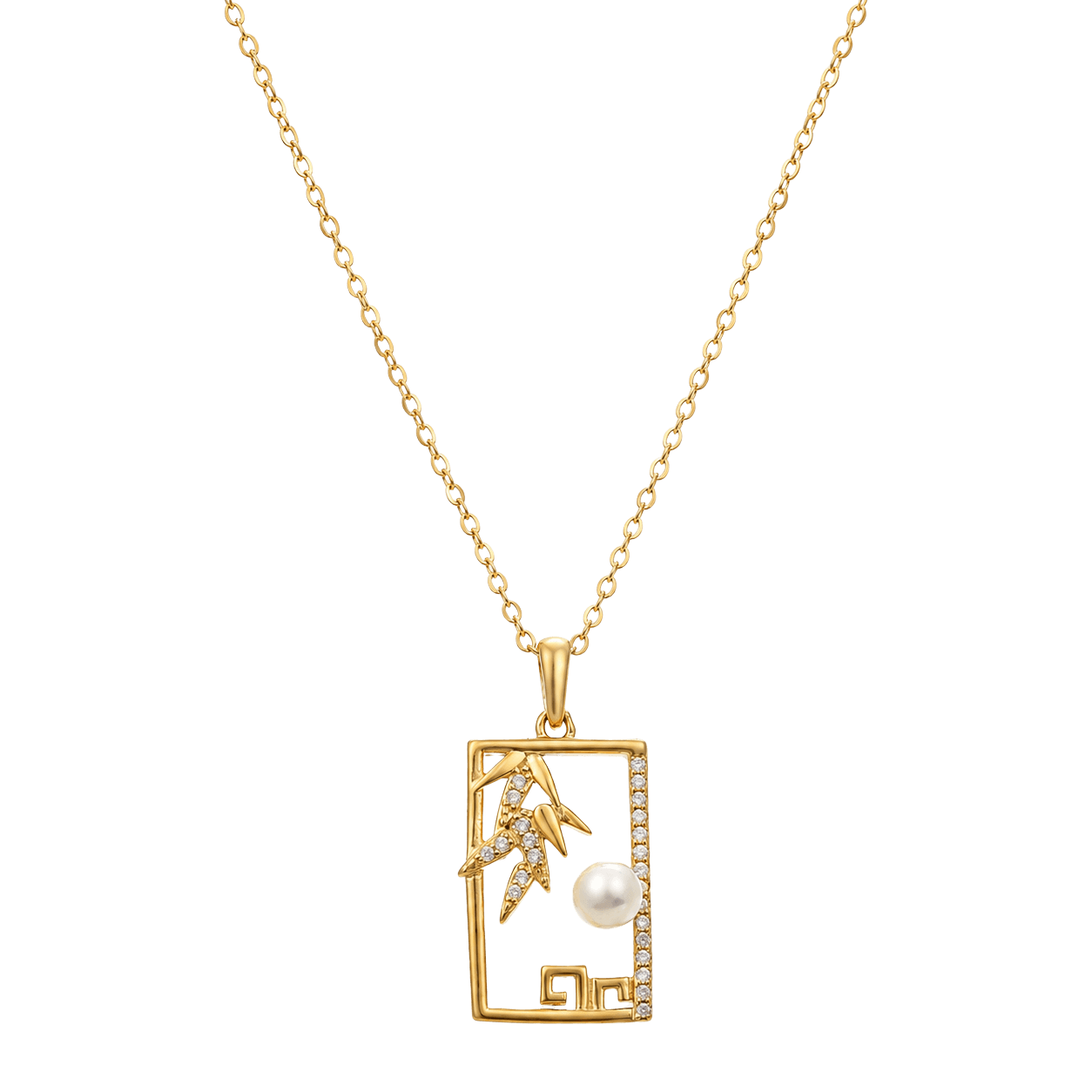Pearl Zen Rectangle Necklace