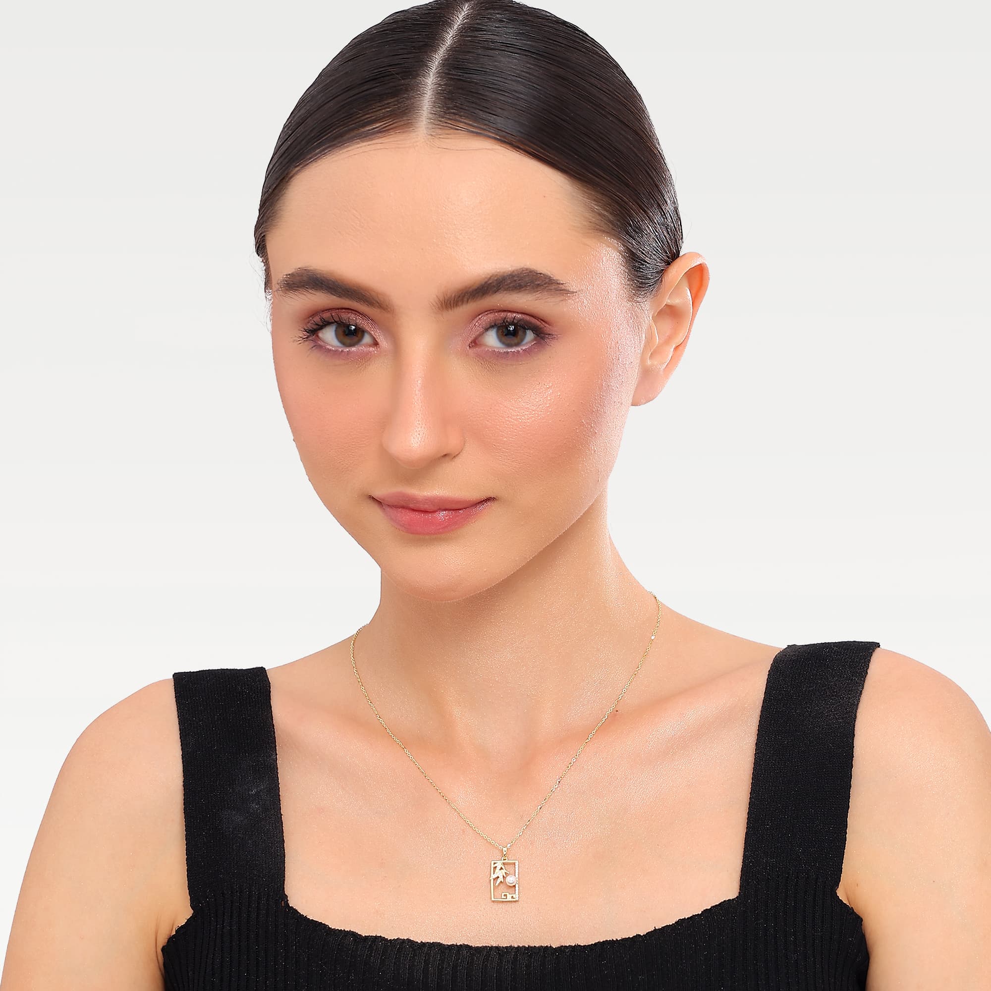 Pearl Zen Rectangle Necklace