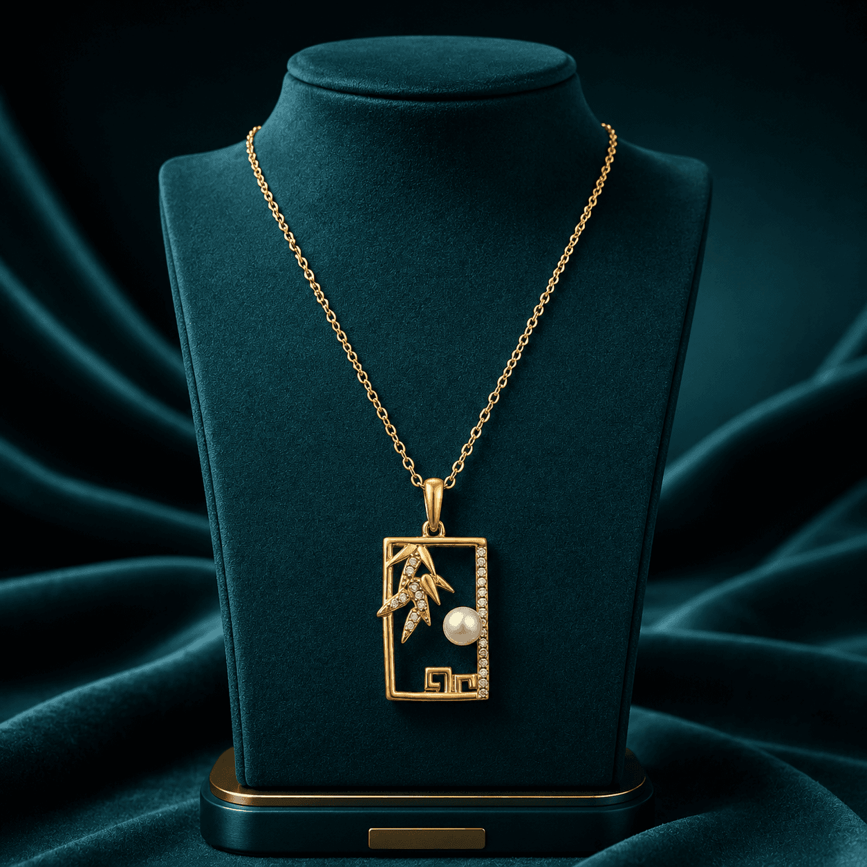 Pearl Zen Rectangle Necklace