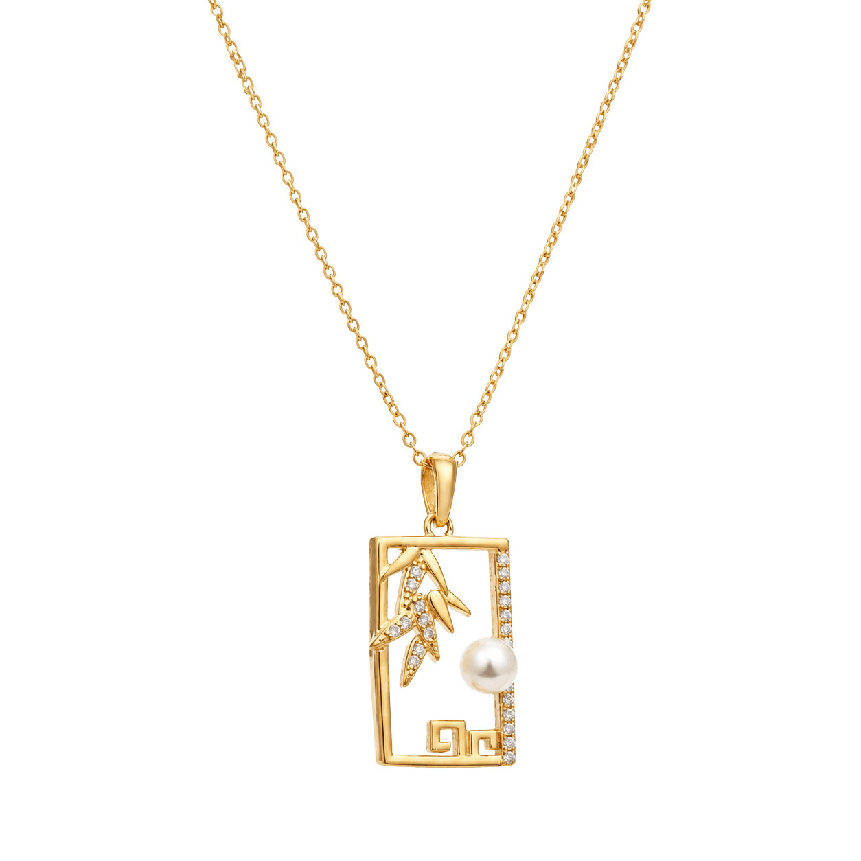 Pearl Zen Rectangle Necklace