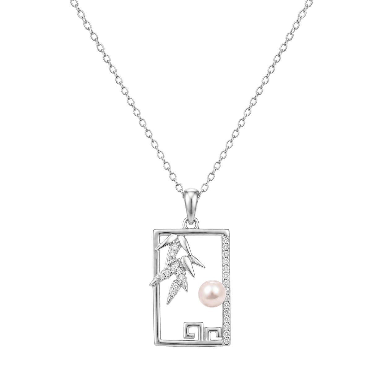 Pearl Zen Rectangle Necklace