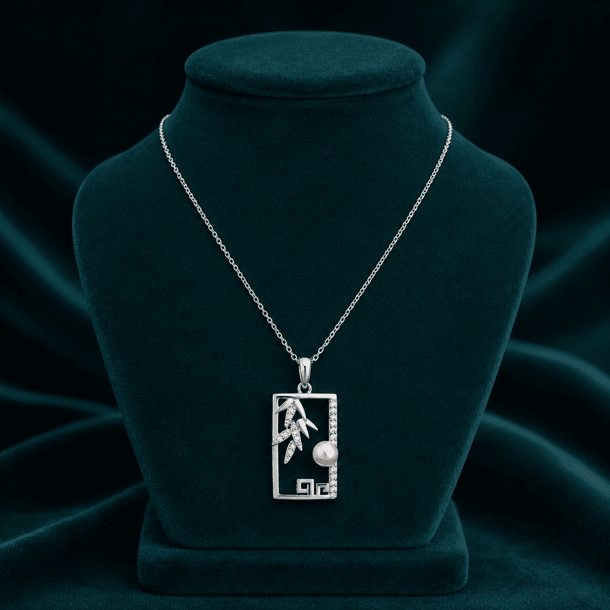 Pearl Zen Rectangle Necklace