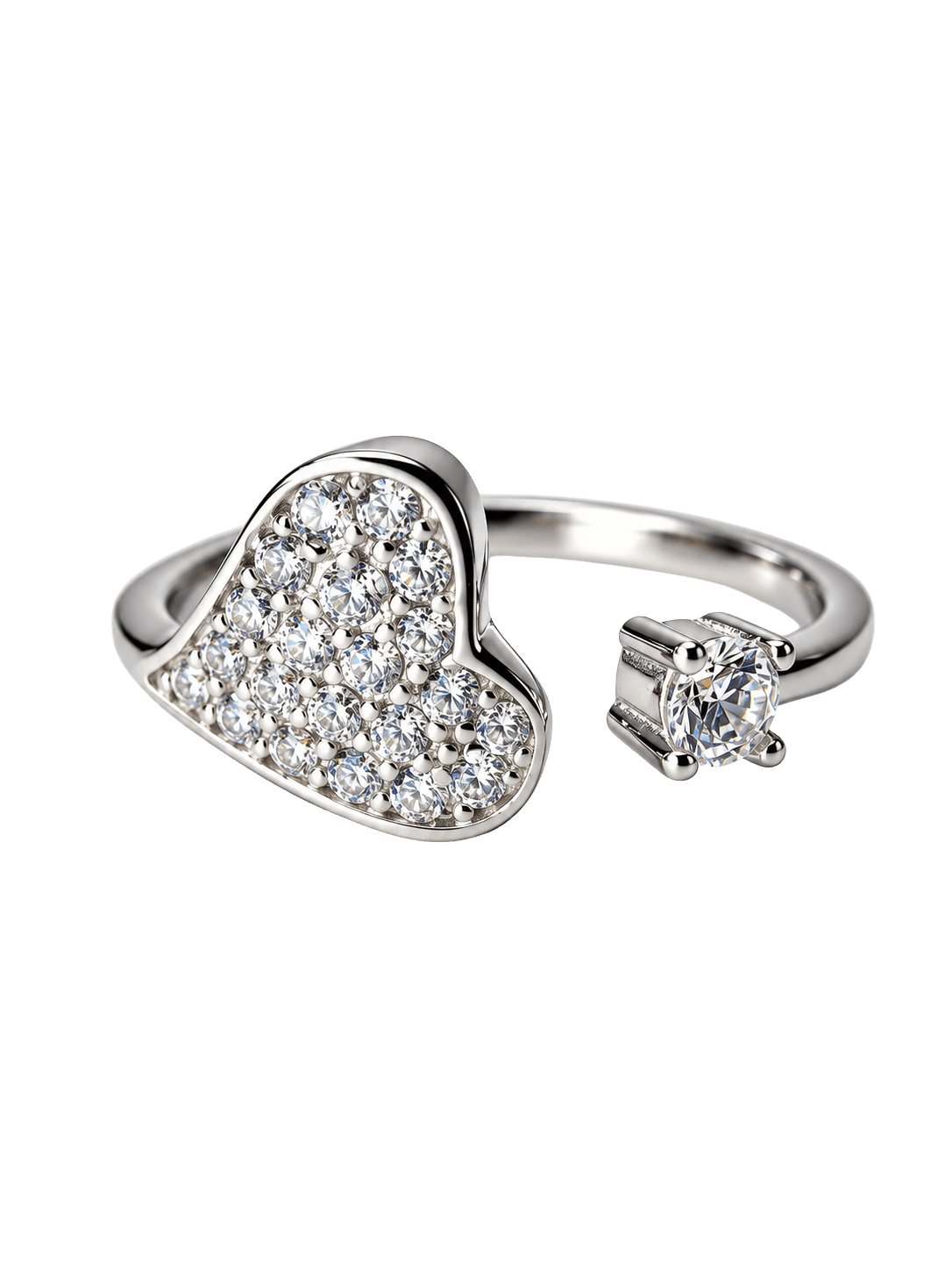 Amoura Luxe – Pavé Heart Open Ring view 1