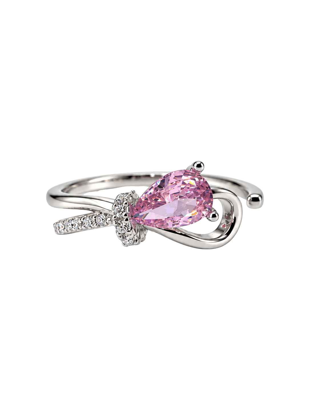 Blush Pink Pear-Cut Crystal Crossover Ring view 1