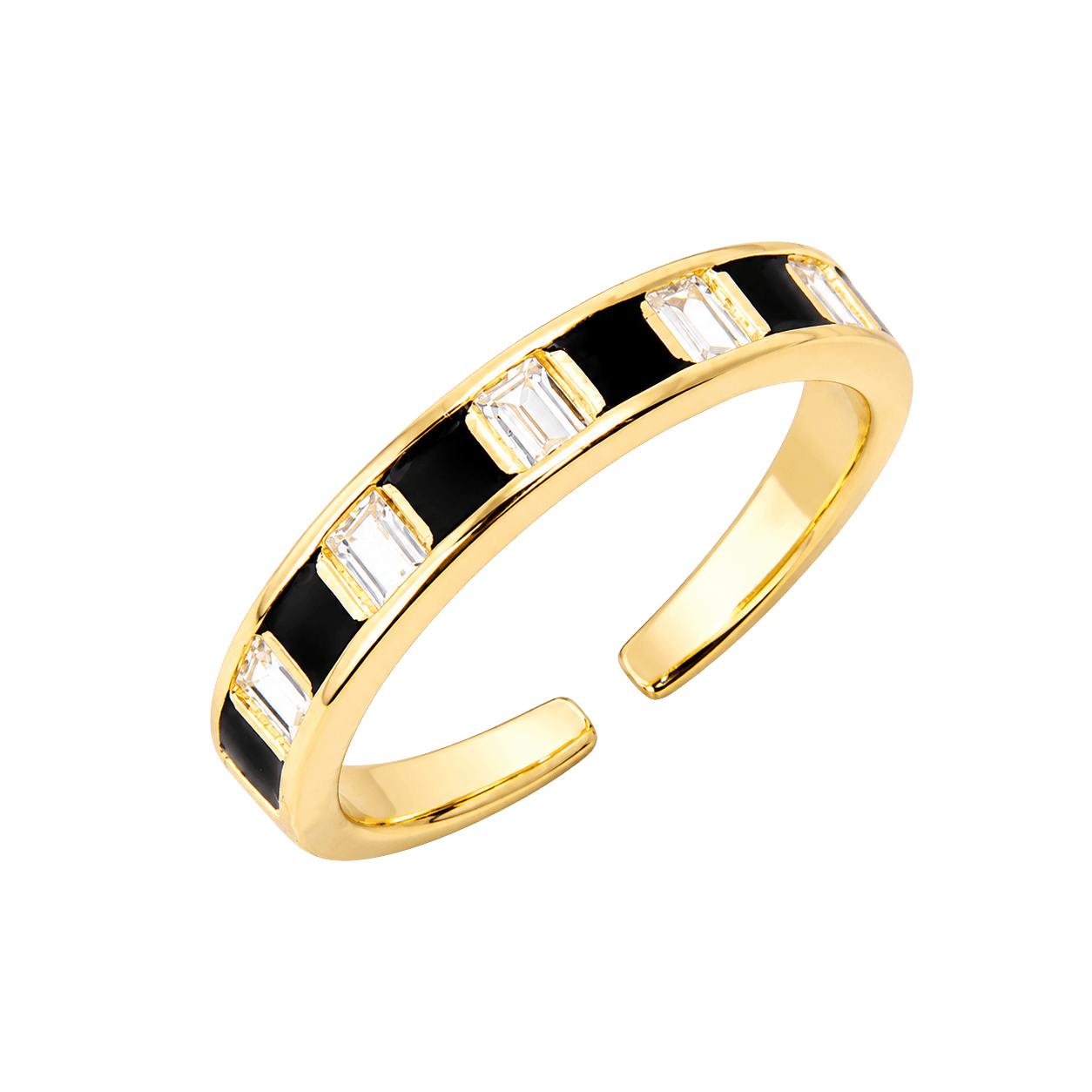 Bold Black Enamel Modern Band Ring view 1