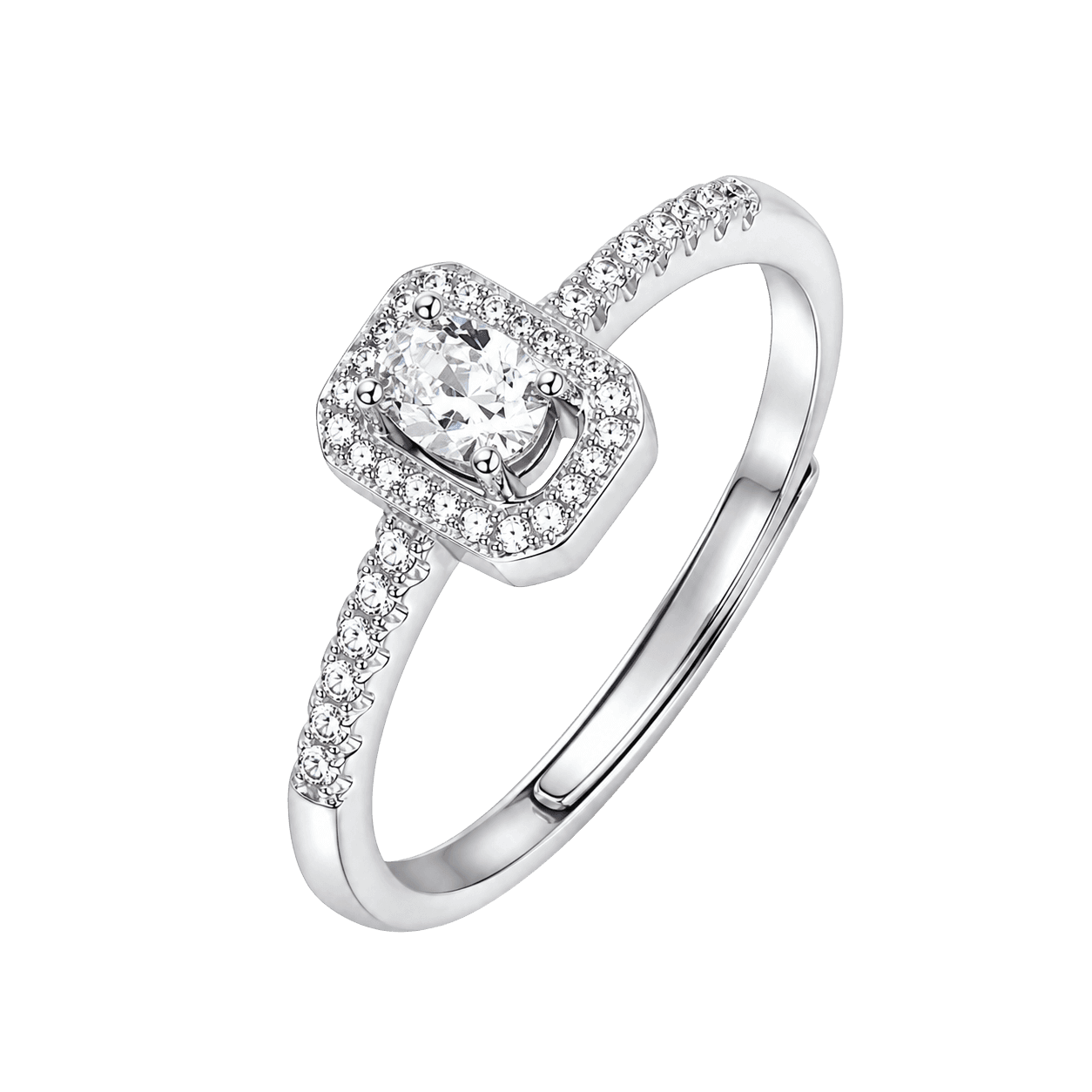 Brilliant Pear-Cut Promise Silver Adjustable Ring view 1