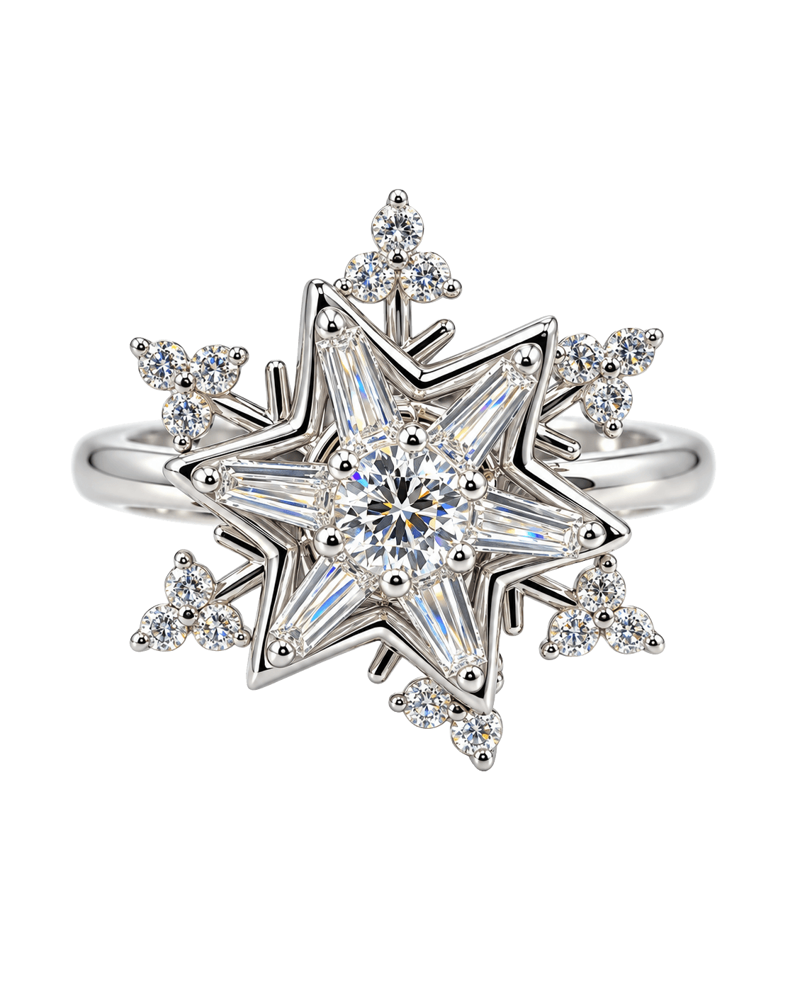 Celestial Starburst Halo CZ Statement Ring view 1