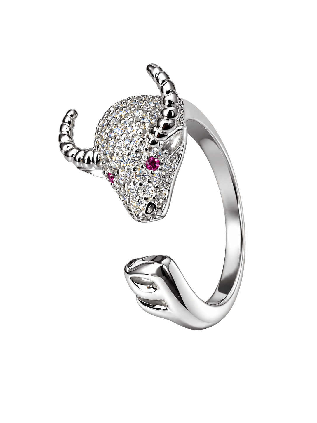 Crystal Bull Head Adjustable Statement Ring view 1