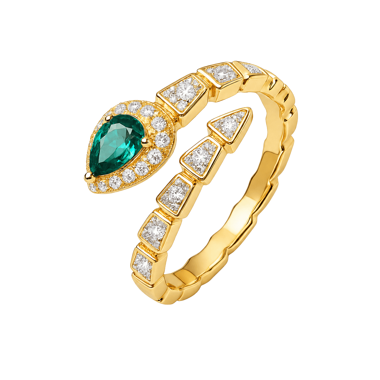 Emerald Green Marquise Wrap Ring view 1